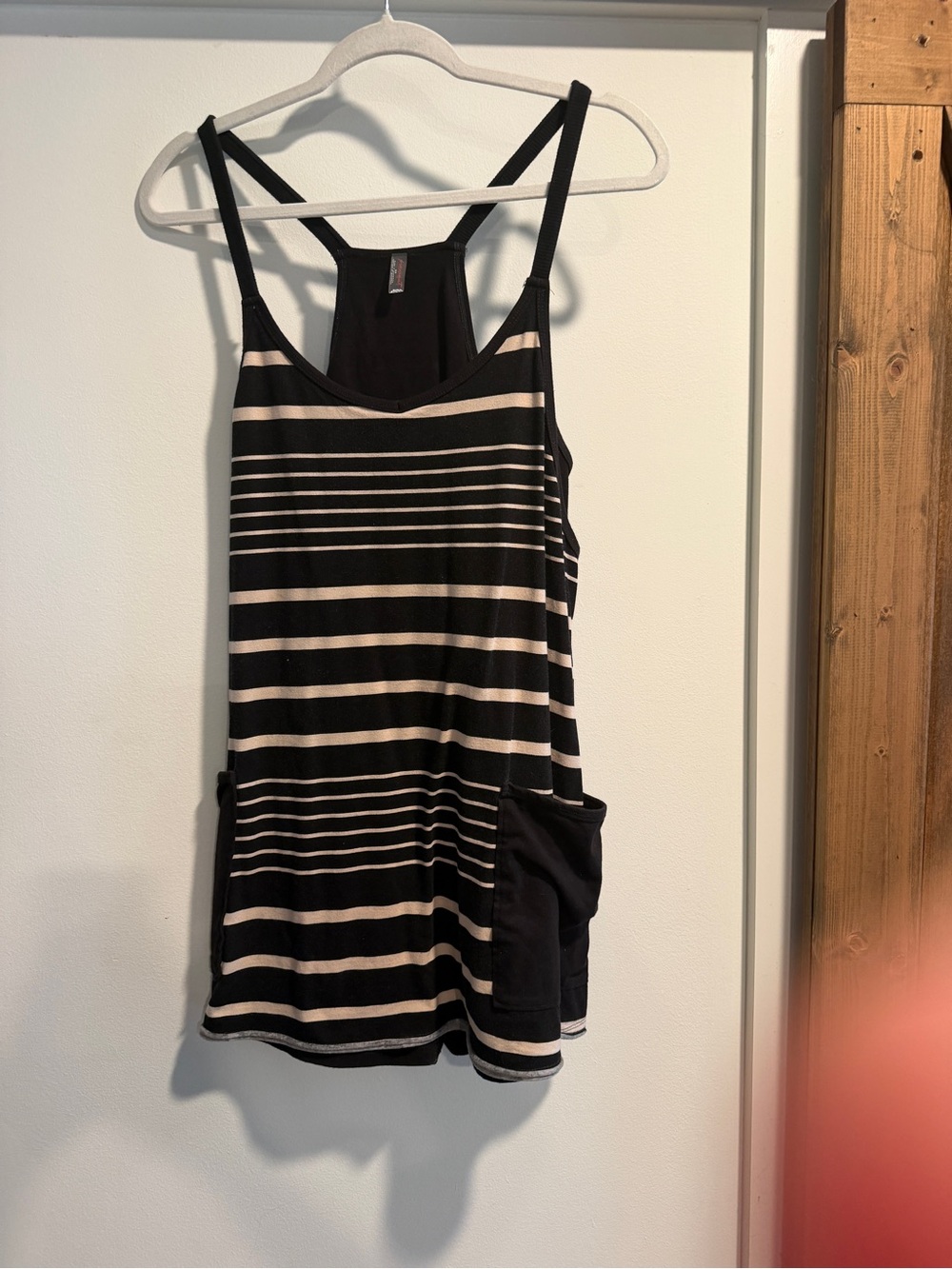 Free People Black and Cream Hot Shot Mini Romper